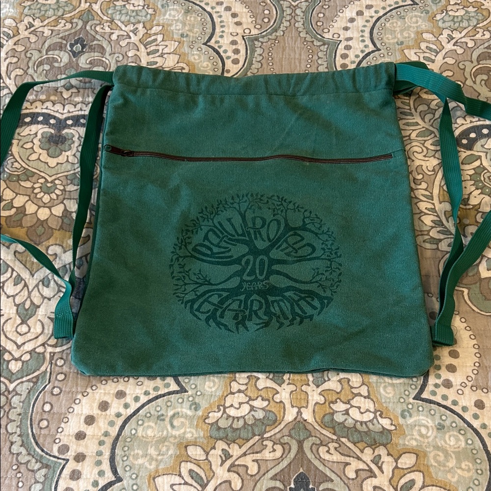 Railroad Earth Green Drawstring Backpack with Logo